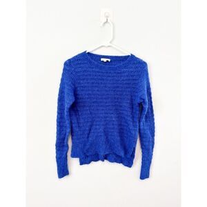Rebecca taylor open knit mohair alpaca sweater cobalt blue